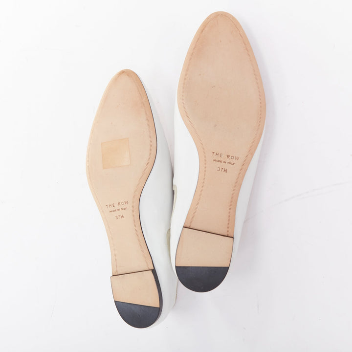 THE ROW cream grosgrain leather nude trimmed ballet flats EU37.5
