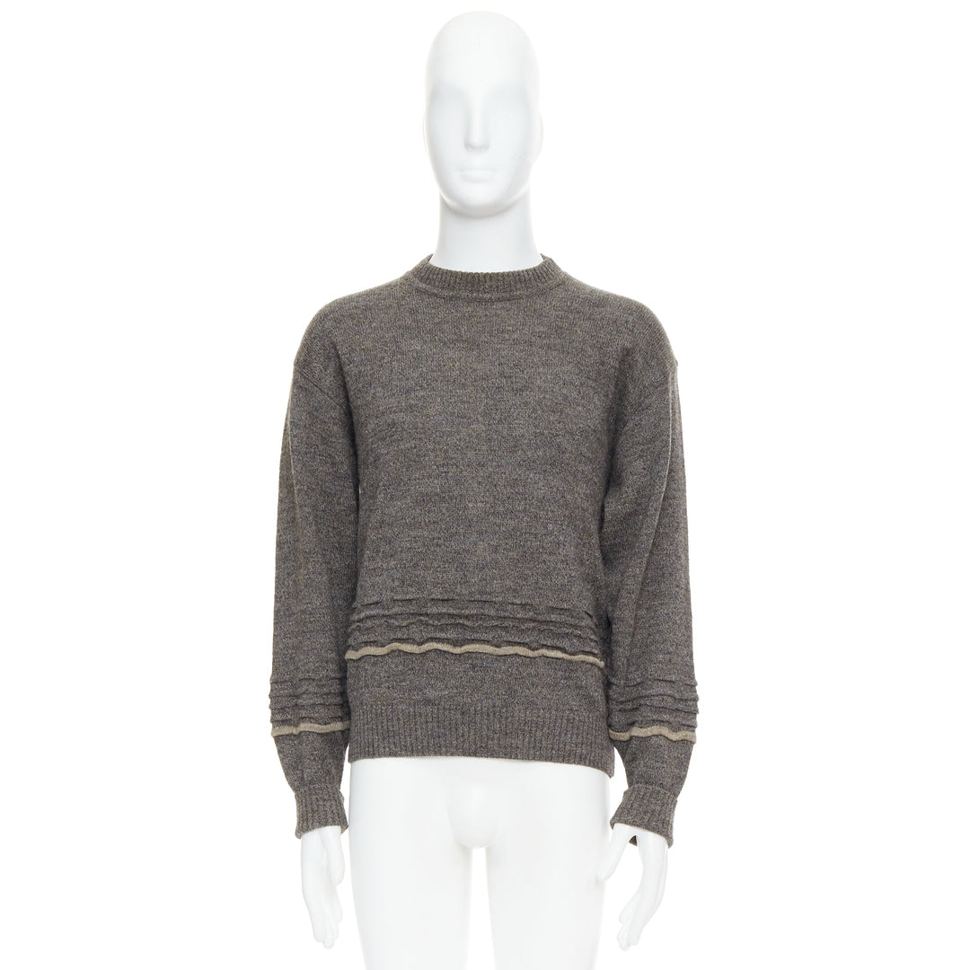 GIORGIO ARMANI grey alpaca mohair blend applique crew sweater