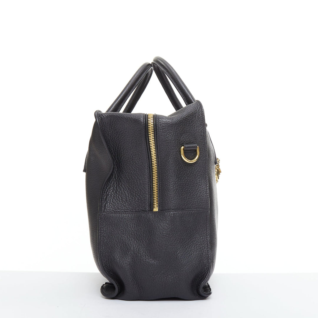VERSACE Medusa Palazzo black calfskin gold emblem laptop briefcase bag