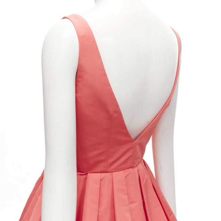 ALEXANDER MCQUEEN 2021 pink taffeta zip front fit flared dress IT38 S