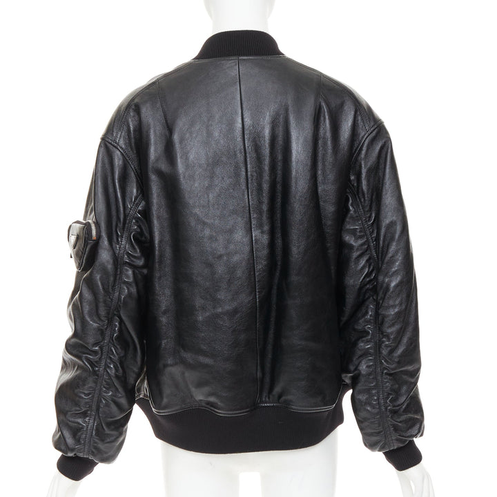 PRADA  Raf Simons 2021 Runway lambskin triangle pouch oversized bomber IT38 XS