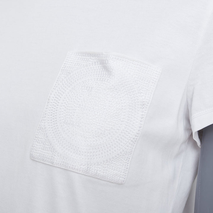 HERMES 2024 Mosaique Au 24 embroidered H pocket blanc white cotton tshirt FR38 M