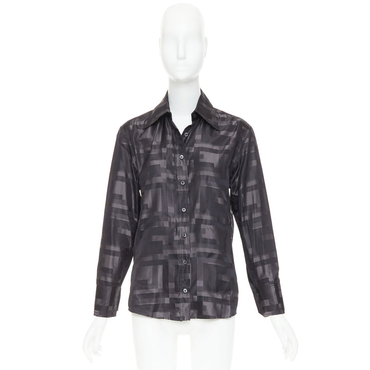 GUCCI SS1998 Tom Ford Vintage black grey geometric Square jacquard shirt IT38 XS
