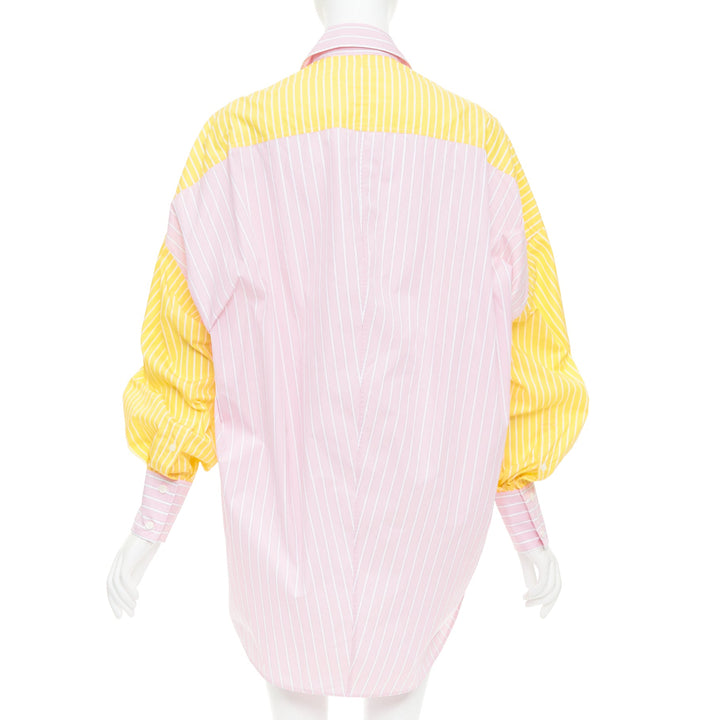 OLD CELINE Phoebe Philo pink yellow striped colorblocked button-up shirt FR36 S