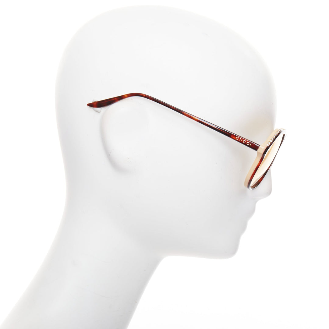 GUCCI GG0734S crystal GG logo brown tortoise acetate sunnies