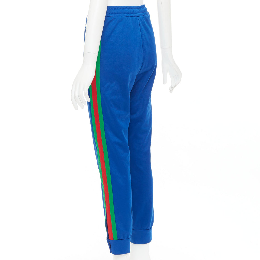 GUCCI ADIDAS 2022 blue white logo web 3 stripe trim track sweat pants XS