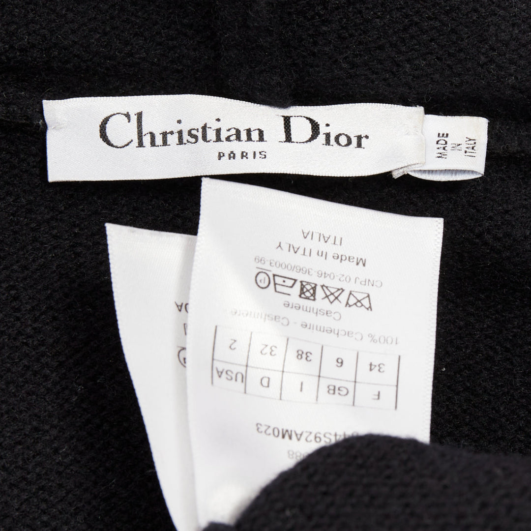 CHRISTIAN DIOR J'Adior 8 100% cashmere print back hood oversized sweater FR34 XS