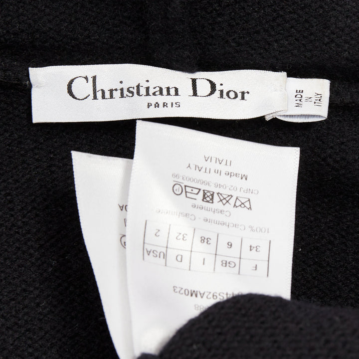 CHRISTIAN DIOR J'Adior 8 100% cashmere print back hood oversized sweater FR34 XS