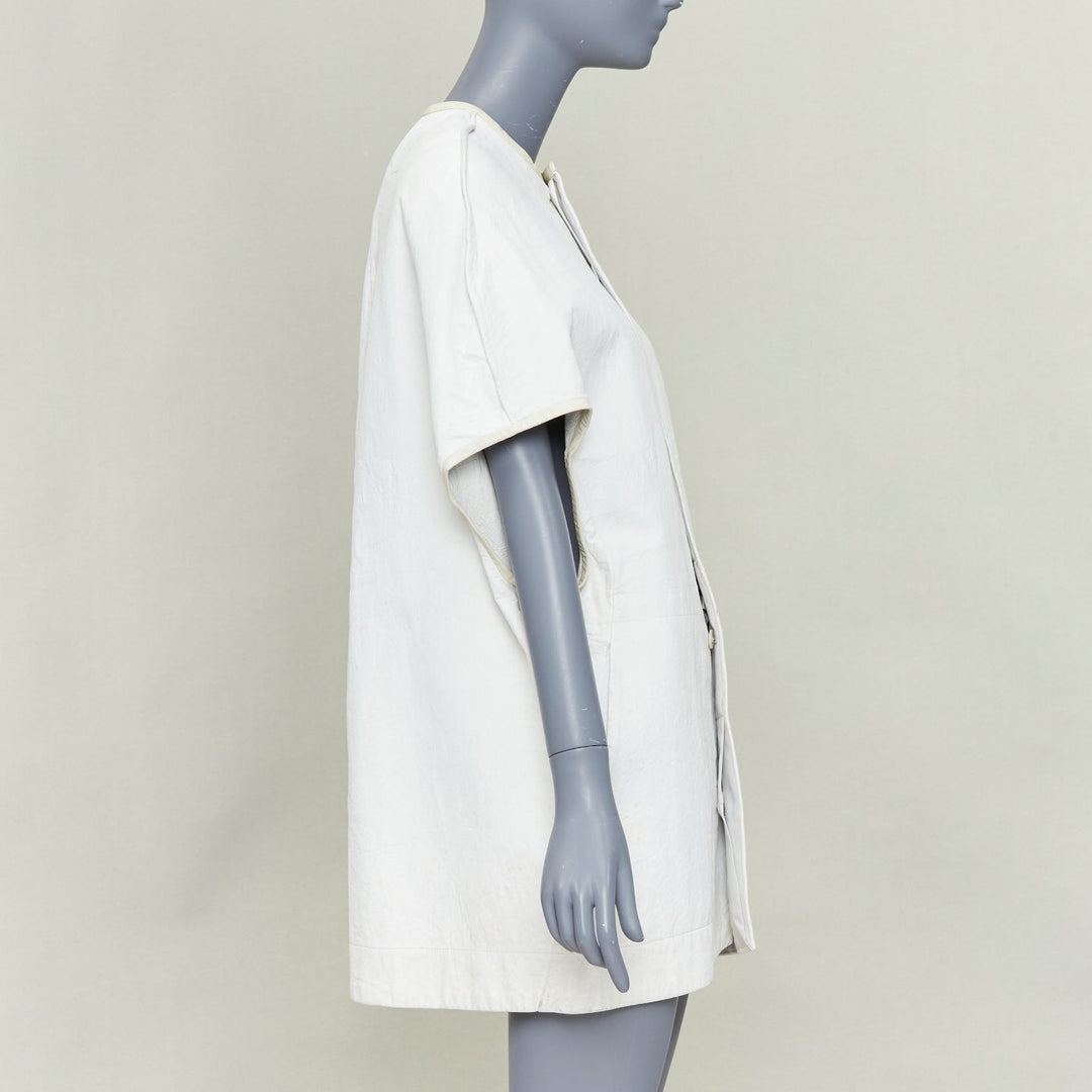 RICK OWENS 2012 Naska off white lambskin contrast trim cape jacket IT40 S