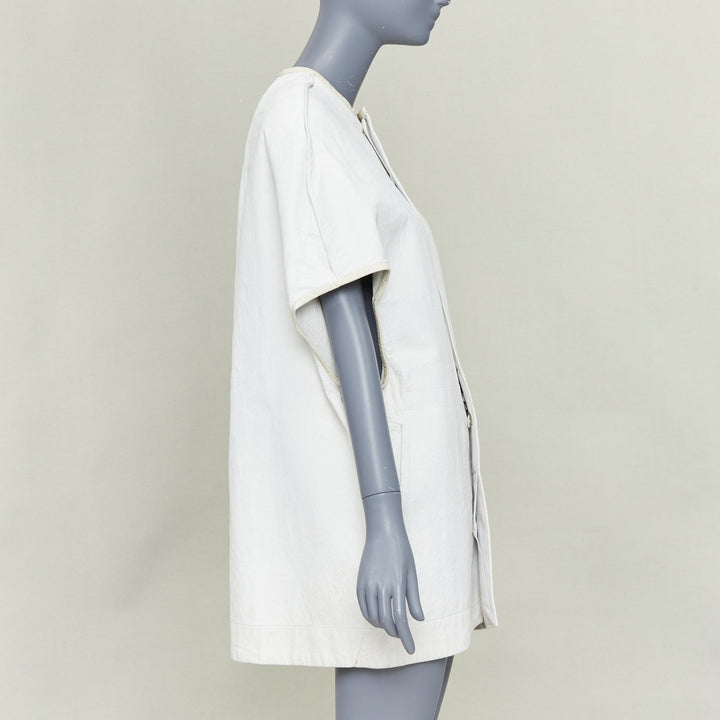 RICK OWENS 2012 Naska off white lambskin contrast trim cape jacket IT40 S