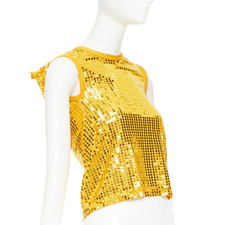 COMME DES GARCONS yellow gold round sequinned deconstructed 3D cut cropped vest