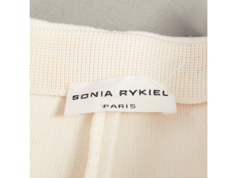 SONIA RYKIEL cream brown horn button embellished hem flare pants