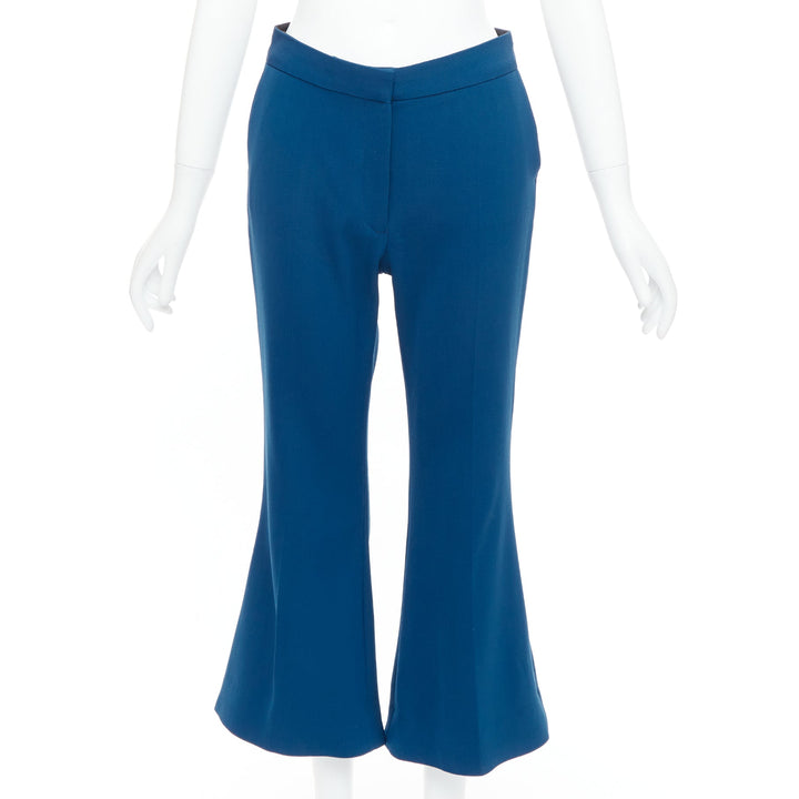 STELLA MCCARTNEY 2016 100% wool blue flare cropped pants IT38 XS