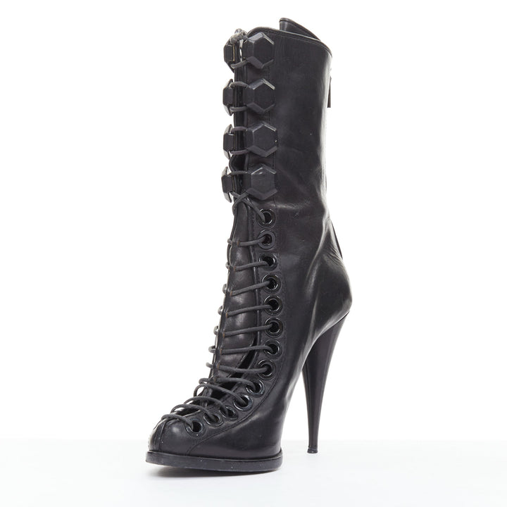 GIVENCHY Runway black corset laced up gladiator ankle boots EU40