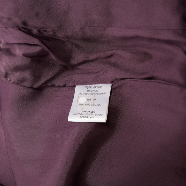 BOTTEGA VENETA aubergine dark purple washed leather flap pockets jacket IT48 M