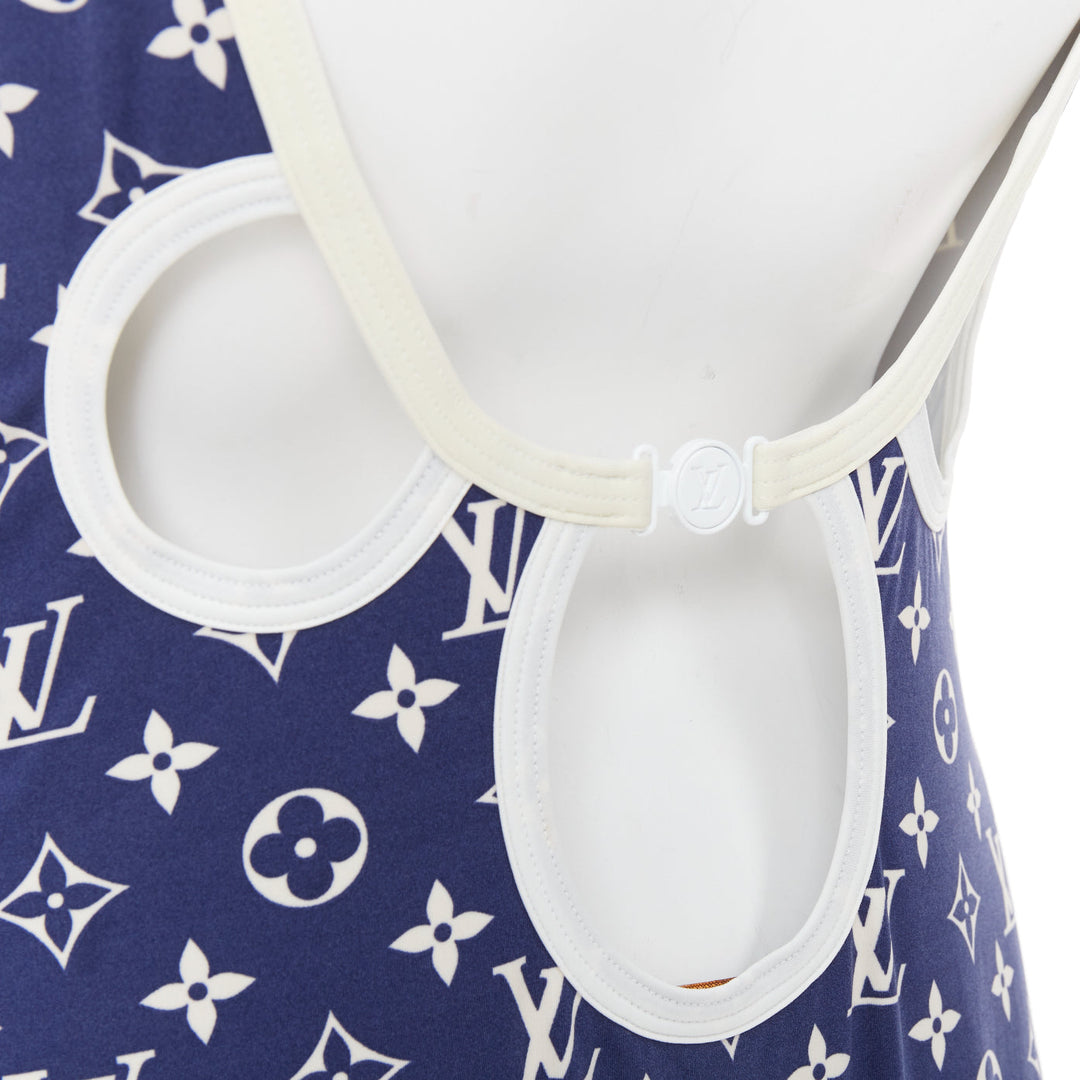 LOUIS VUITTON 2020 Escale blue white monogram one piece swimsuit FR38 M