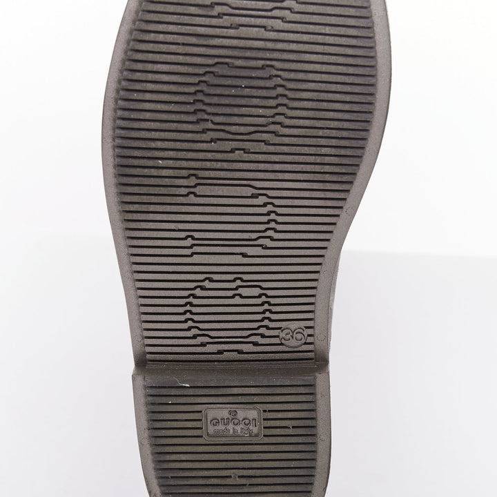 GUCCI silver GG logo monogram rubber flat tall rainboots EU36