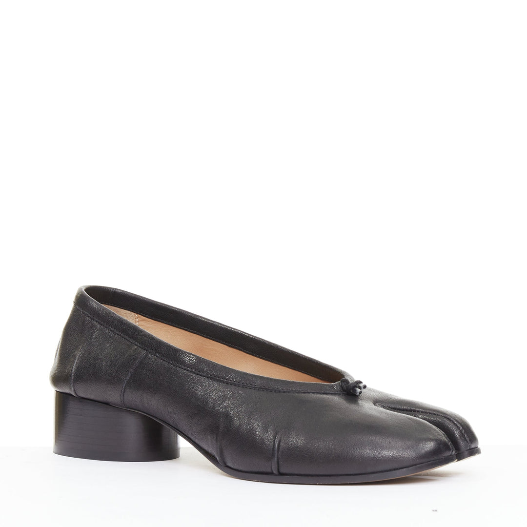 MAISON MARGIELA 2024 Tabi Ballerina 30mm black split toe cylinder heel pump EU39