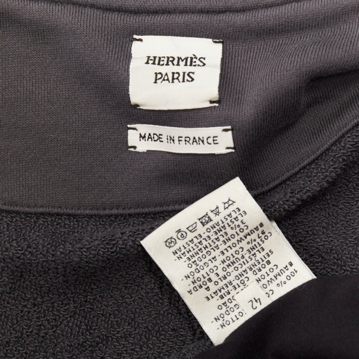 HERMES  2021 Poste et Cavalerie grey black rope print bomber jacket FR42 XL