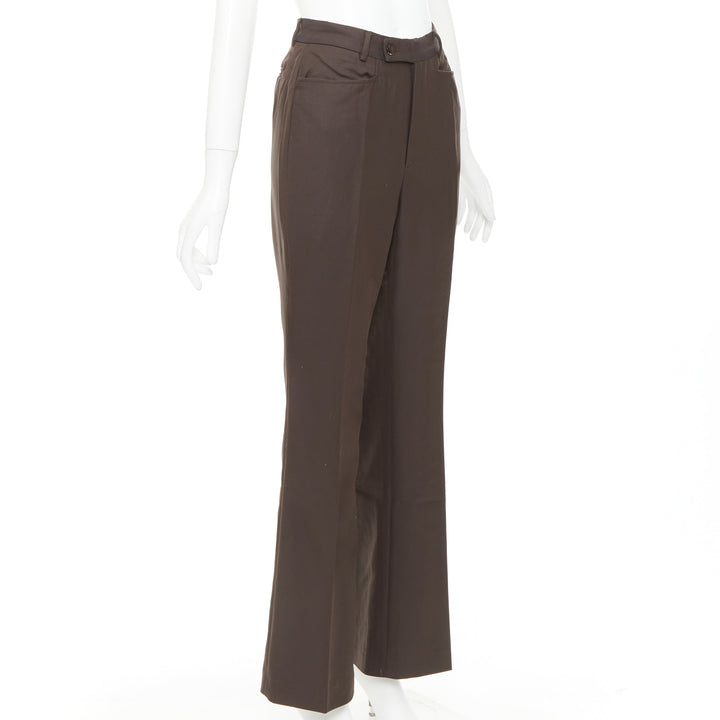 GUCCI Tom Ford chocolate brown curved pocket high waist flare trousers IT40 S