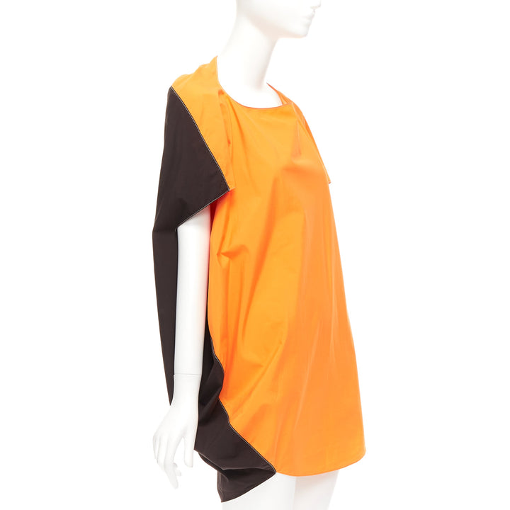MARNI orange front brown cocoon back 3D cut mini dress IT36 XS