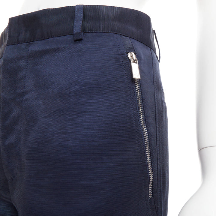 DIOR HOMME navy silver zipper carpenter pocket straight leg cargo pants FR44 XS