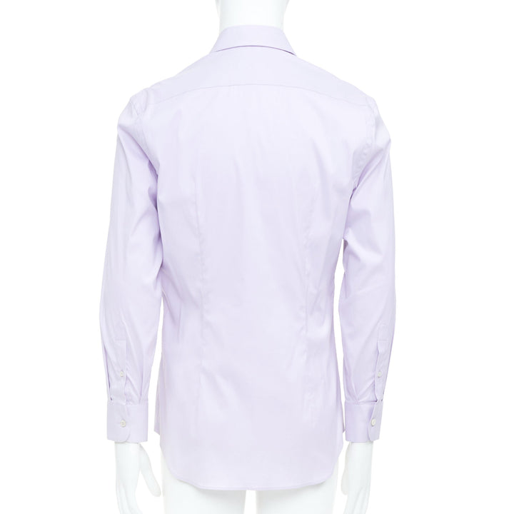 PRADA 2015 lilac purple cotton blend long sleeve button dress shirt EU39 M