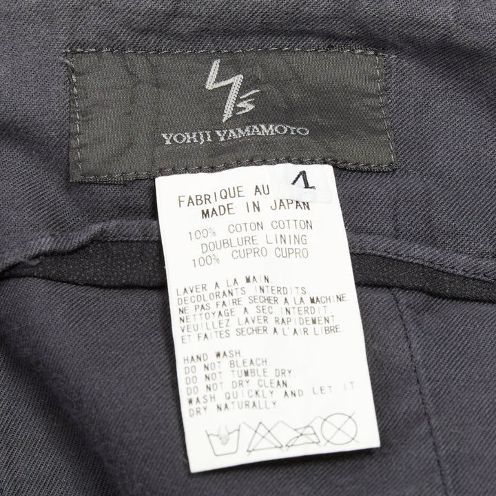 YOHJI YAMAMOTO HOMME black cotton zip pocket wide drawstring pants JP4 XL