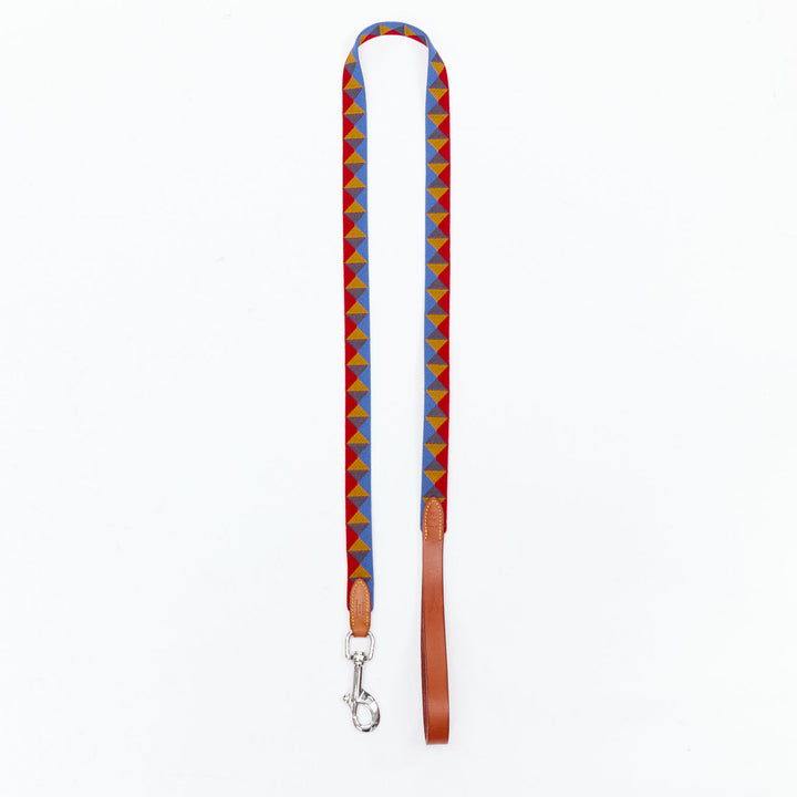 HERMES Medor Slim Dog Leash colorful red blue brown bridle leather