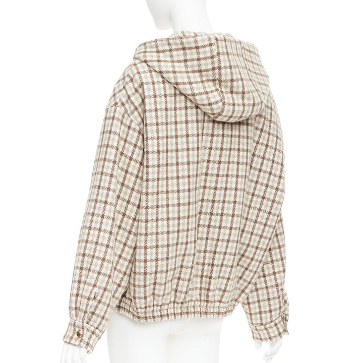 MIU MIU 2023 cocoa brown check logo hooded blouson jacket IT38 XS ASAP Rocky