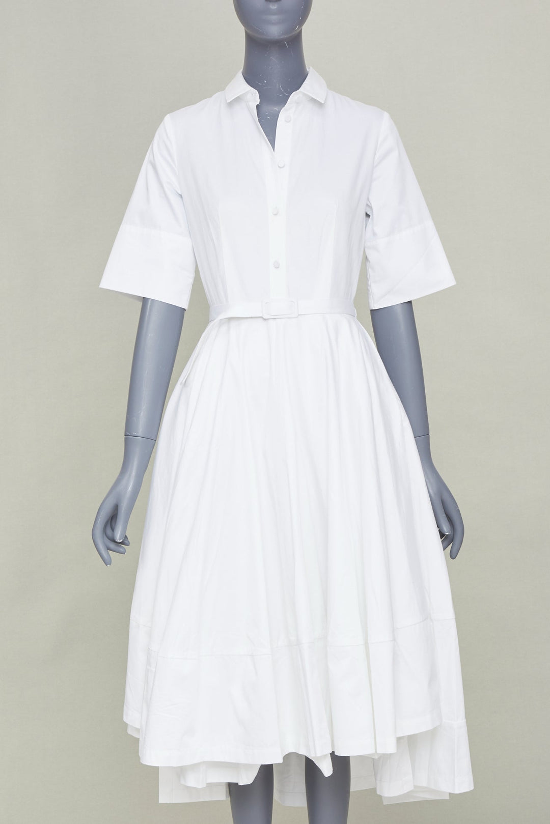 CO COLLECTIONS Essentials white cotton poplin belted asymmetric shirt dress XS