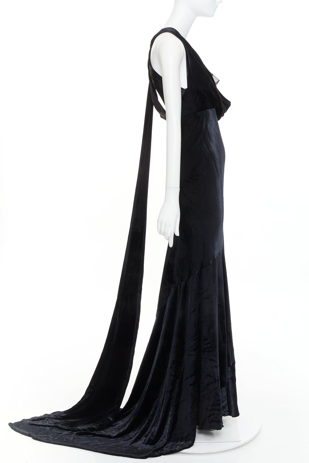 ALEXANDRE VAUTHIER COUTURE black velvet sheer panel mermaid gown