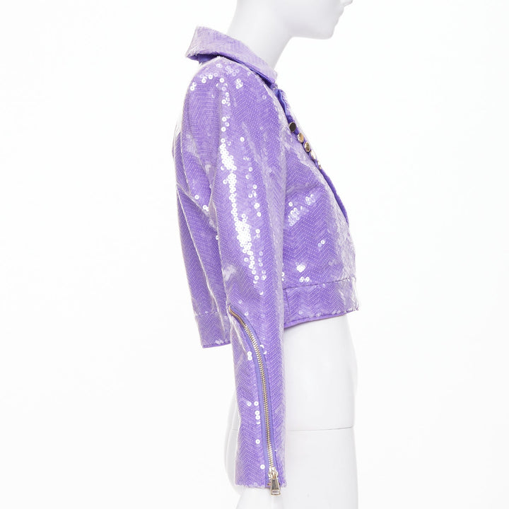ZHIVAGO That Old Houdini Magic purple pink heat activated sequin jacket UK6 XS