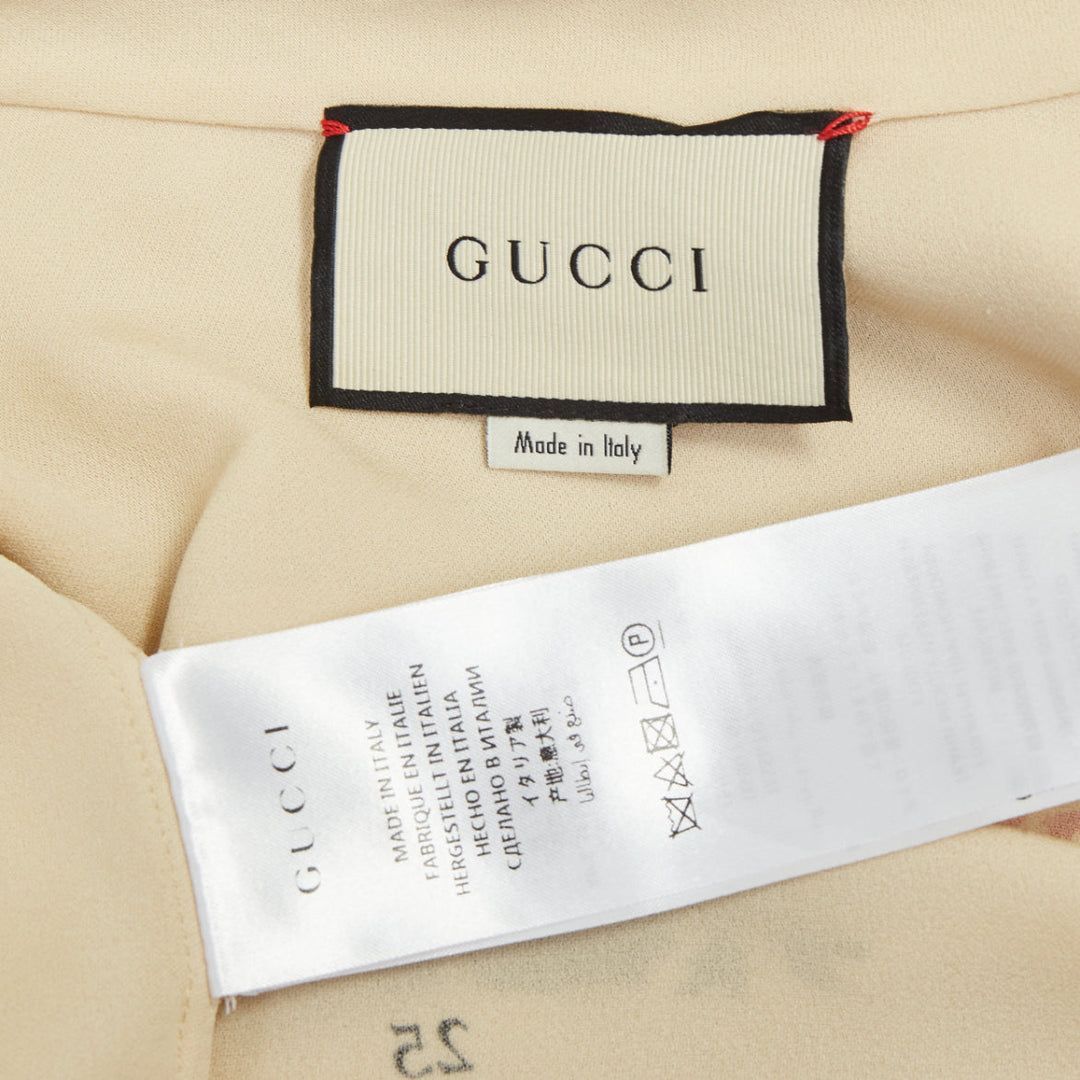 GUCCI 2017 GUCCIFY printed back cream viscose silk short sleeve shirt IT40 S