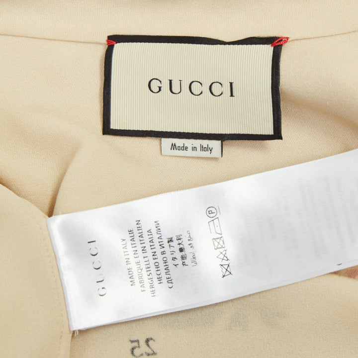 GUCCI 2017 GUCCIFY printed back cream viscose silk short sleeve shirt IT40 S
