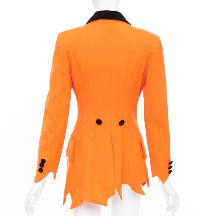 MOSCHINO Cheap & Chic orange virgin wool asymmetric wavy hem blazer IT42 M
