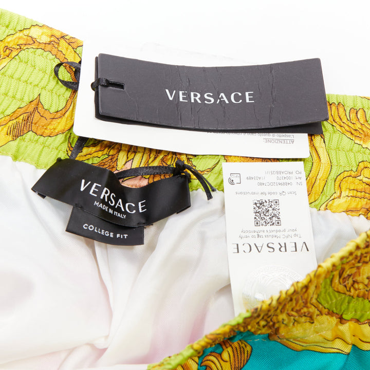 VERSACE Barocco Goddess 100% silk twill graphic print wide leg pants EU48 M