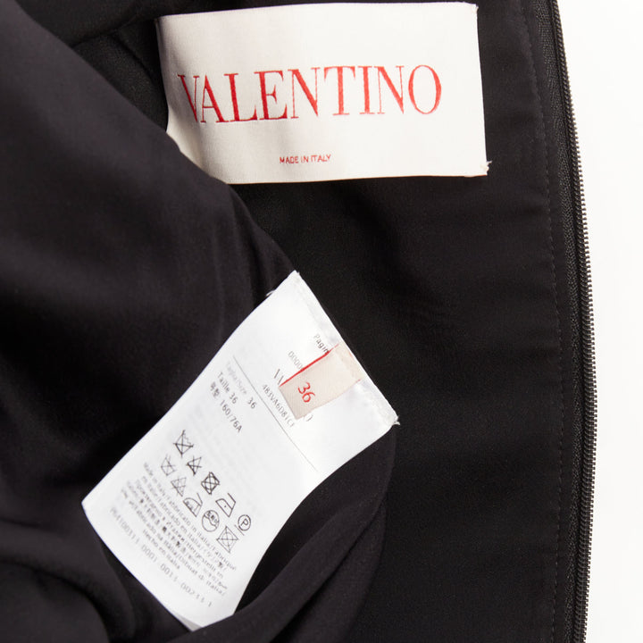VALENTINO 2023 Crepe Couture black cream rosette floral cap sleeve dress IT40 S