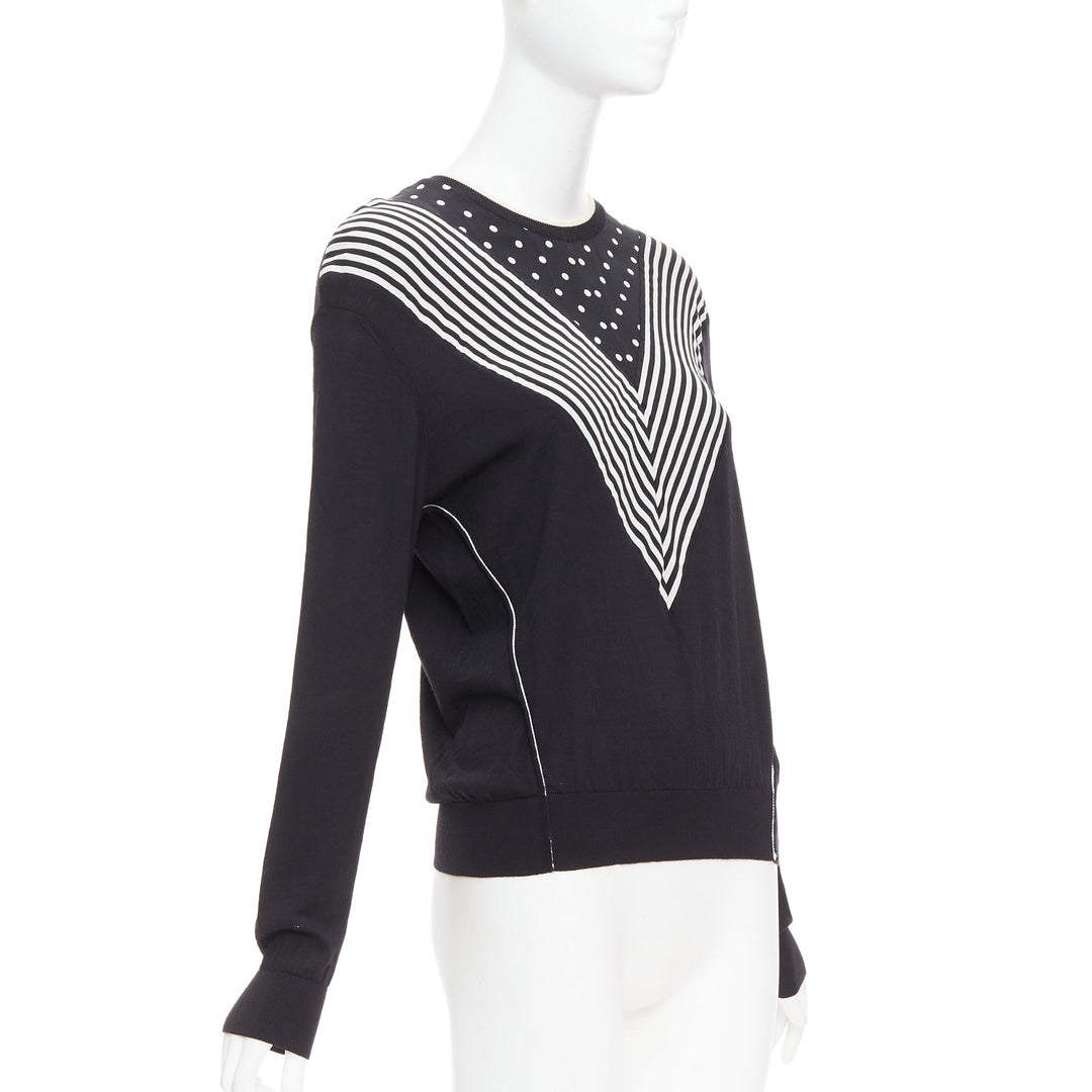 STELLA MCCARTNEY 2016 black white virgin wool silk trim long sleeve sweater
