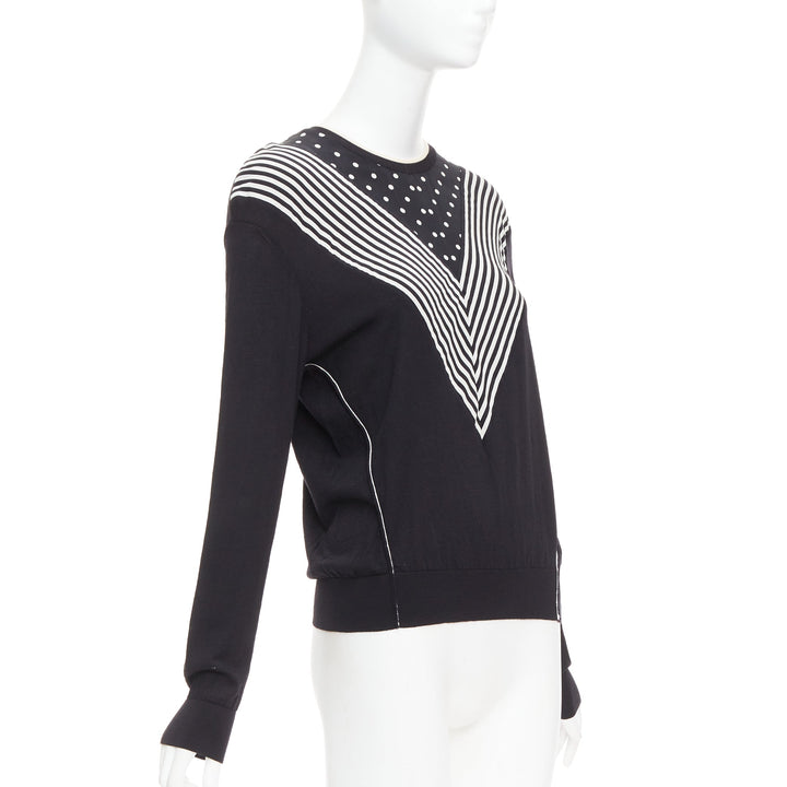 STELLA MCCARTNEY 2016 black white virgin wool silk trim long sleeve sweater