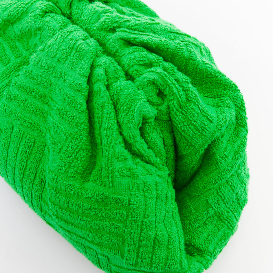 BOTTEGA VENETA 2021 The Pouch green Intrecciato terrycloth frame clutch bag