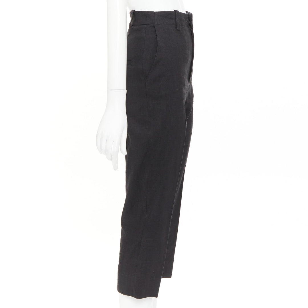 JACQUEMUS L'amour black hemp wool high rise cropped clam digger pants FR34 XS