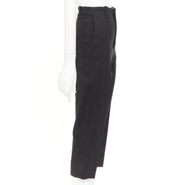 JACQUEMUS L'amour black hemp wool high rise cropped clam digger pants FR34 XS