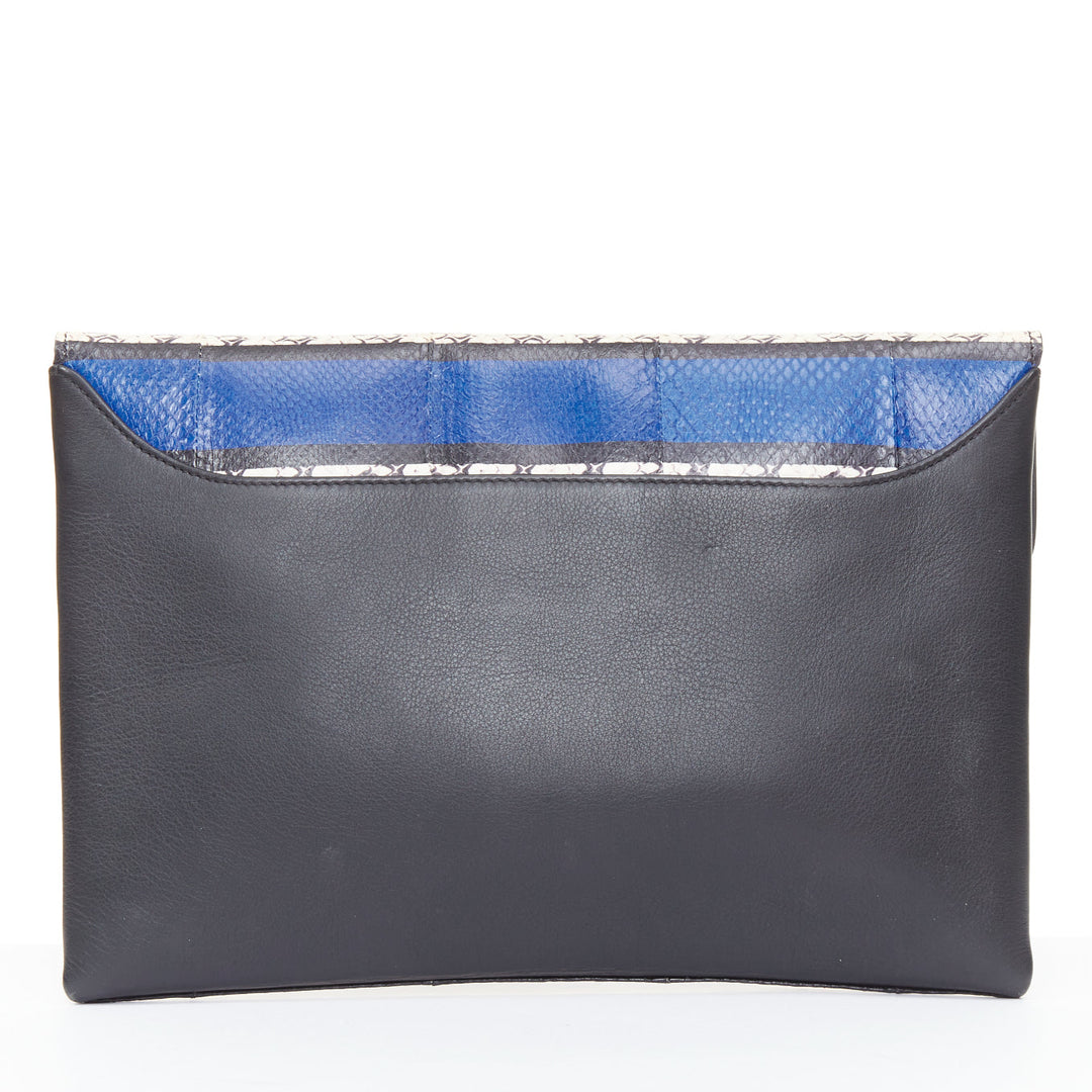 GIVENCHY Antigona Envelope blue striped elaphe scaled leather flap clutch bag