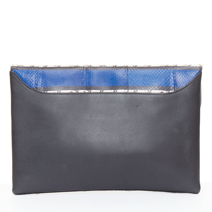 GIVENCHY Antigona Envelope blue striped elaphe scaled leather flap clutch bag