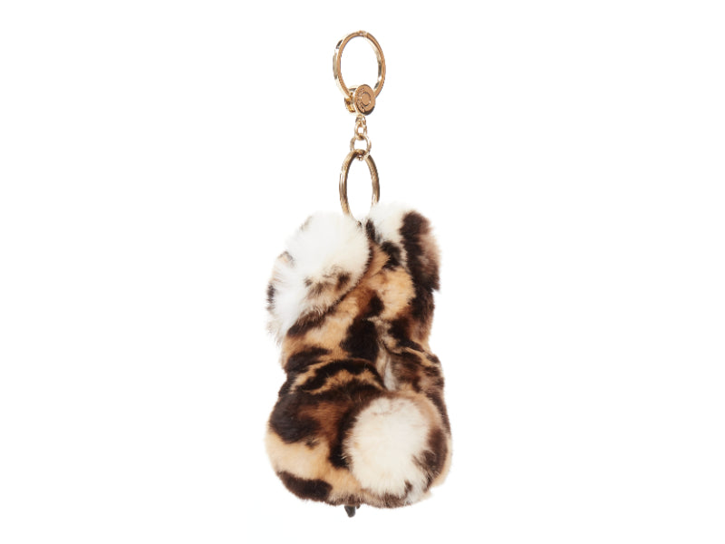 LORO PIANA 100% mink fur brown cream Tiger bag charm keyring
