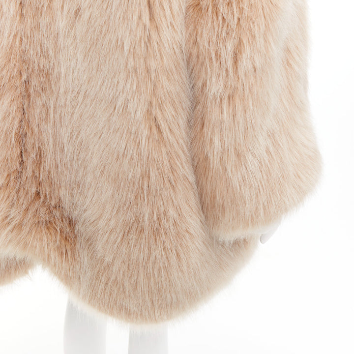 rare ALEXANDRE VAUTHIER SS2023 beige brown faux fur exaggerated collar coat