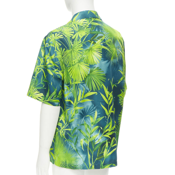 VERSACE 2020 Iconic JLo Jungle print green tropical print shirt EU41 XL