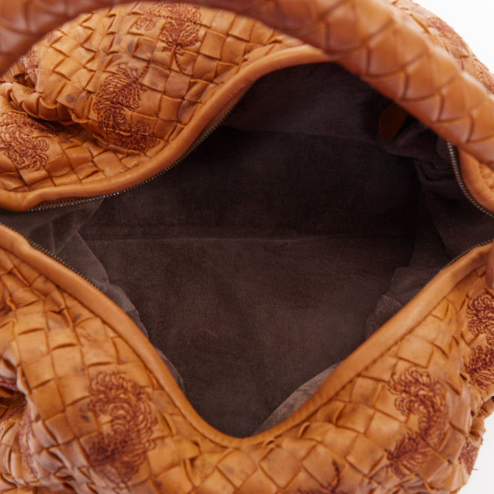 BOTTEGA VENETA 2009 Runway Duette Hobo tan brwn plume Intrecciato woven bag