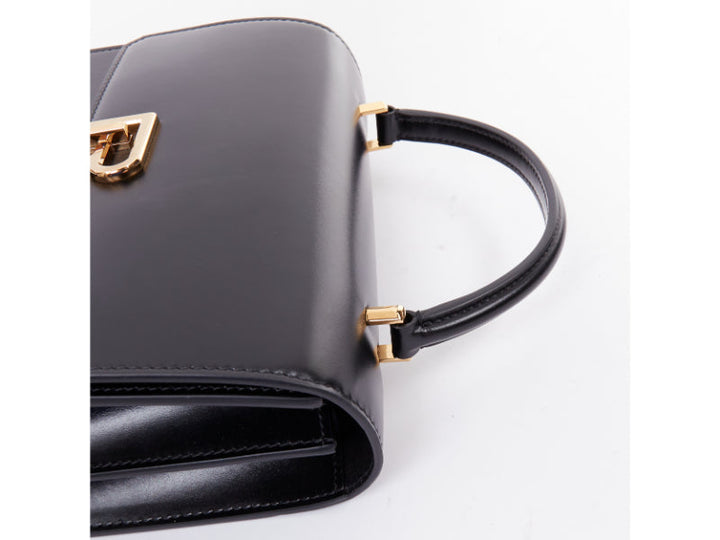 RALPH LAUREN Collection RL 888 black calfskin gold RL crossbody satchel bag